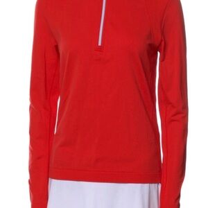 Tory Sport Red Long Sleeve Quarter Zip Active Top